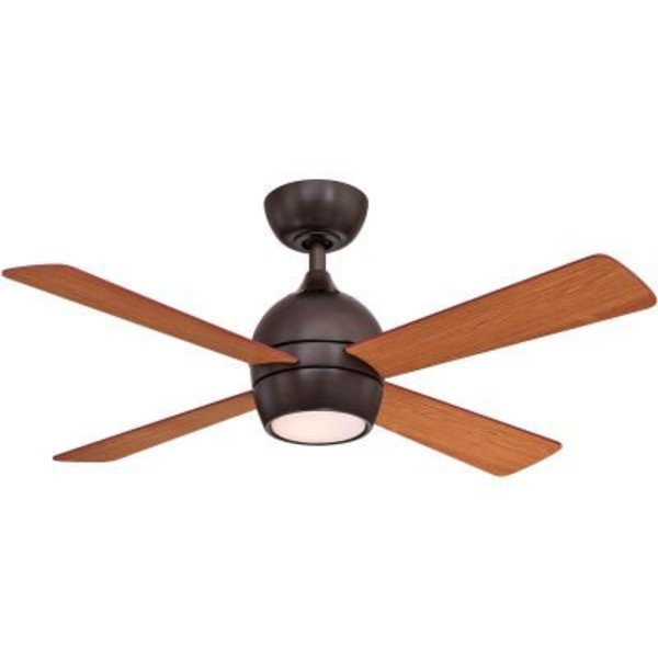 Fanimation Kwad - 44 inch - Dark Bronze with Reversible Cherry/Dark Walnut Blades and LED Light Kit FP7644DZ